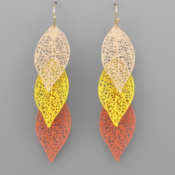 Multi Filigree Leaves Earrings - Picture 1 of 4